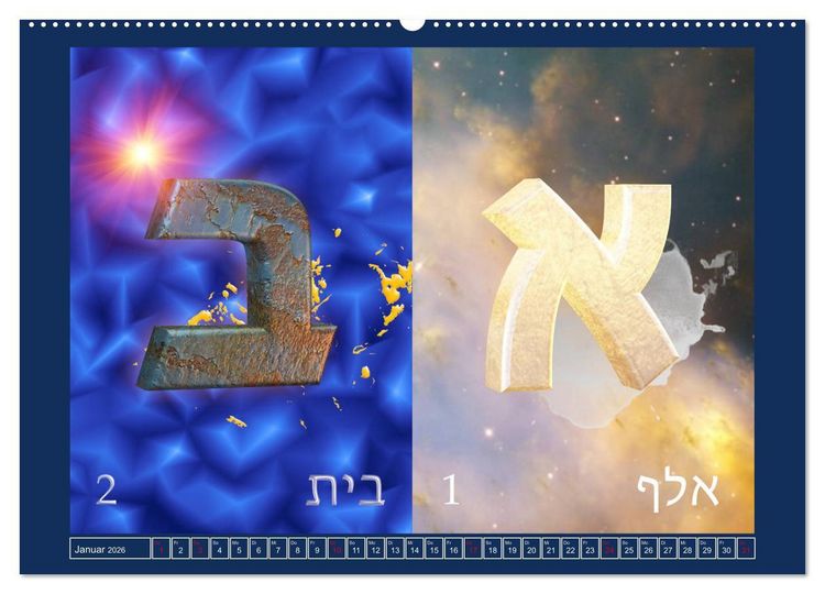 Produktbild: Alefbet Hebr&auml;ische Lettern (Wandkalender 2026 DIN A2 quer), CALVENDO Monatskalender