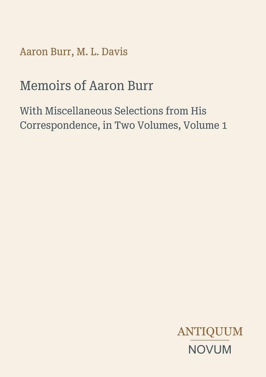 Produktbild: Memoirs of Aaron Burr