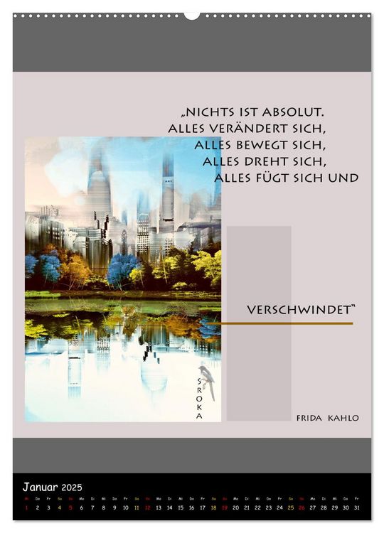 Produktbild: Frida Kahlo - Zitate im Dialog (Wandkalender 2025 DIN A2 hoch), CALVENDO Monatskalender