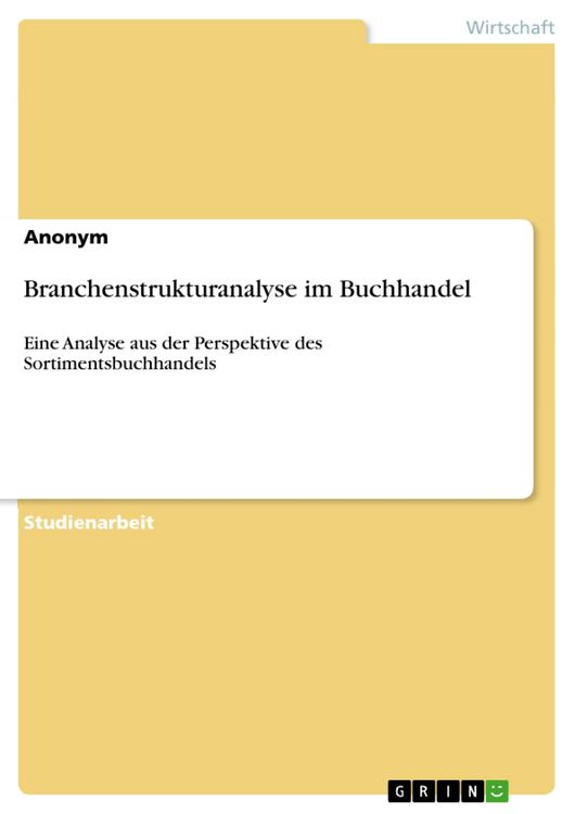 Produktbild: Branchenstrukturanalyse im Buchhandel