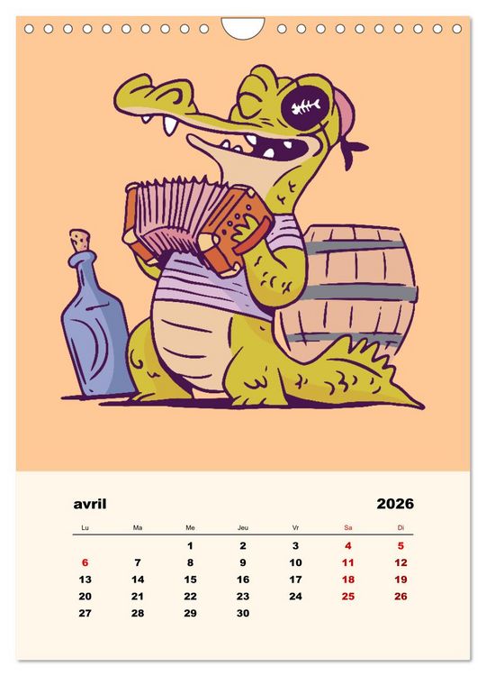 Produktbild: Les petits animaux pirates (Calendrier mural 2026 DIN A4 horizontal), CALVENDO calendrier mensuel