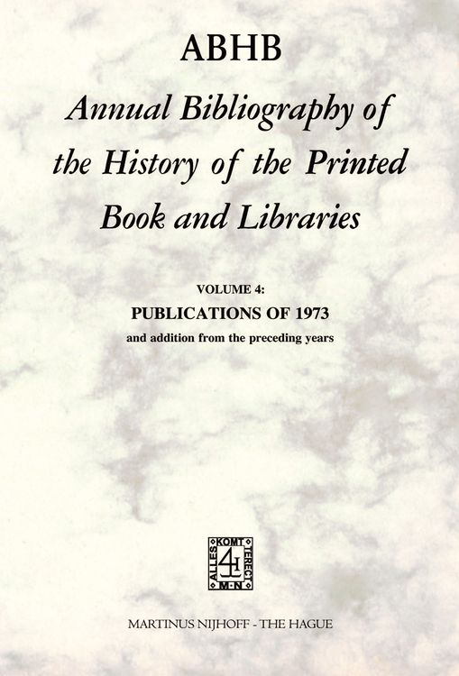 Produktbild: ABHB Annual Bibliography of the History of the Printed Book and Libraries