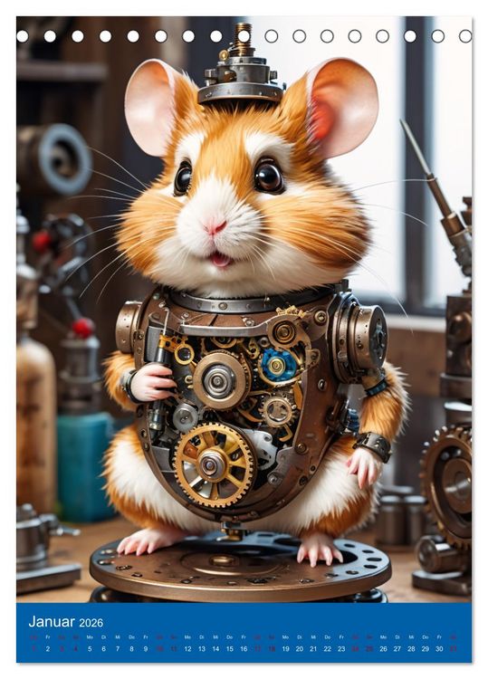 Produktbild: Roboter-Hamster - niedliche kleine Roboter (Tischkalender 2026 DIN A5 hoch), CALVENDO Monatskalender