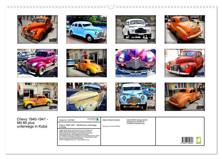 Produktbild: Chevy 1940-1941 - Mit 80 plus unterwegs in Kuba (Wandkalender 2026 DIN A2 quer), CALVENDO Monatskalender