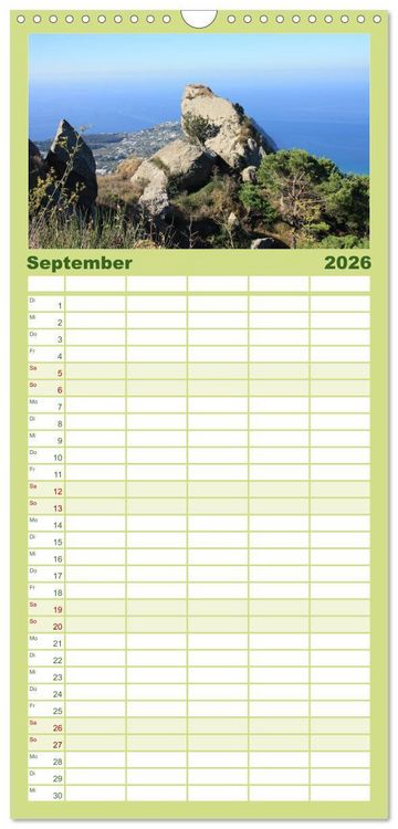Produktbild: Familienplaner 2026 - Ischia mit 5 Spalten (Wandkalender, 21 x 45 cm) CALVENDO