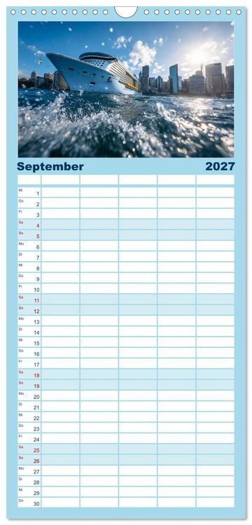 Produktbild: Familienplaner 2027 - Kreuzfahrtschiffe Kalender - Kreuzfahrten und Giganten der Meere mit 5 Spalten (Wandkalender, 21 x 45 cm) CALVENDO