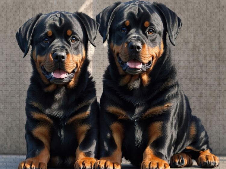 Produktbild: CALVENDO Puzzle Majest&auml;tische Rottweiler - Voller Kraft und Loyalit&auml;t | 1000 Teile Lege-Gr&ouml;&szlig;e 64x48cm Foto-Puzzle f&uuml;r gl&uuml;ckliche Stunden