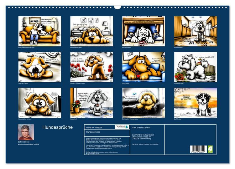 Produktbild: Hundespr&uuml;che (Wandkalender 2026 DIN A2 quer), CALVENDO Monatskalender
