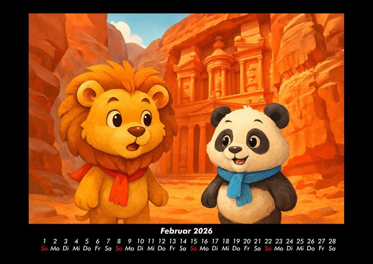 Produktbild: Buschi und Pippin - Reise zu den Weltwundern 2026 Fotokalender DIN A3
