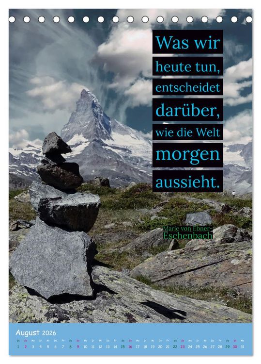 Produktbild: Zeit f&uuml;r...Ver&auml;nderungen mit Weisheiten und Zitaten (Tischkalender 2026 DIN A5 hoch), CALVENDO Monatskalender