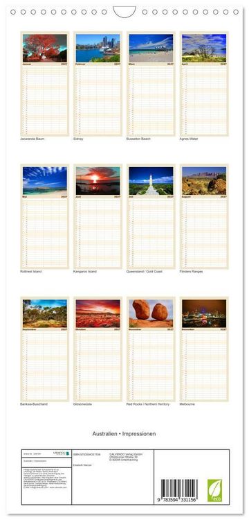 Produktbild: Familienplaner 2027 - Australien &bull; Impressionen mit 5 Spalten (Wandkalender, 21 x 45 cm) CALVENDO