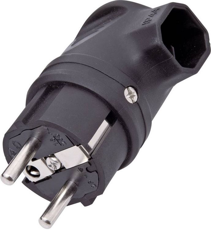 Produktbild: InterB&auml;r 9004-004.01 Schutzkontakt-Winkelstecker Gummi 230V Schwarz IP44