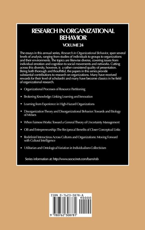 Produktbild: Research in Organizational Behaviour