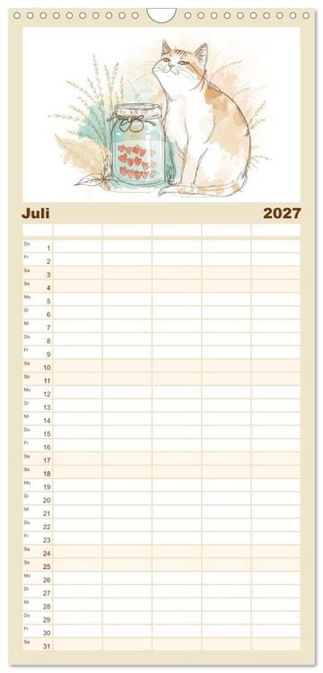 Produktbild: Familienplaner 2027 - Kleine Schnurr-Momente f&uuml;rs Herz mit 5 Spalten (Wandkalender, 21 x 45 cm) CALVENDO