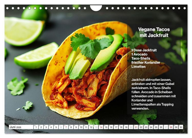 Produktbild: Veganes Soulfood - Leichte vegan Rezepte f&uuml;r jeden Monat (Wandkalender 2026 DIN A4 quer), CALVENDO Monatskalender