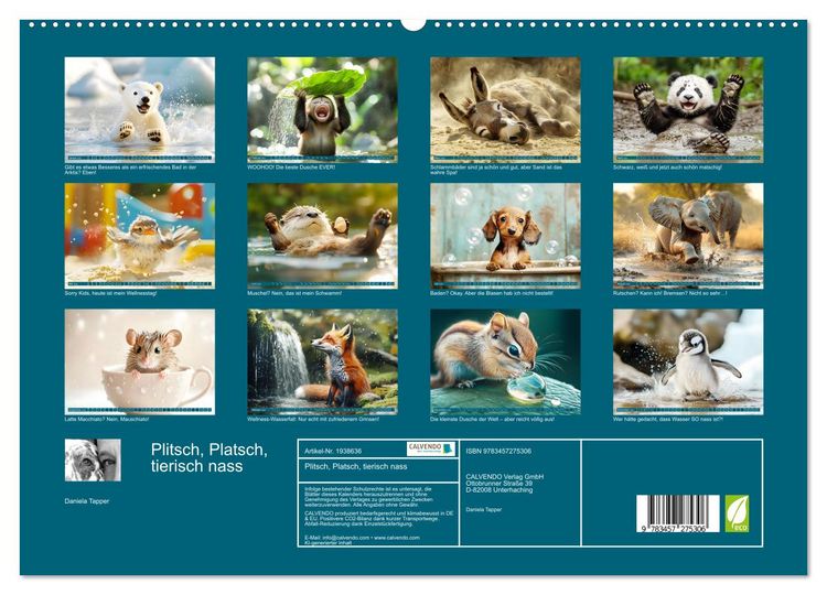 Produktbild: Plitsch, Platsch, tierisch nass (hochwertiger Premium Wandkalender 2026 DIN A2 quer), Kunstdruck in Hochglanz