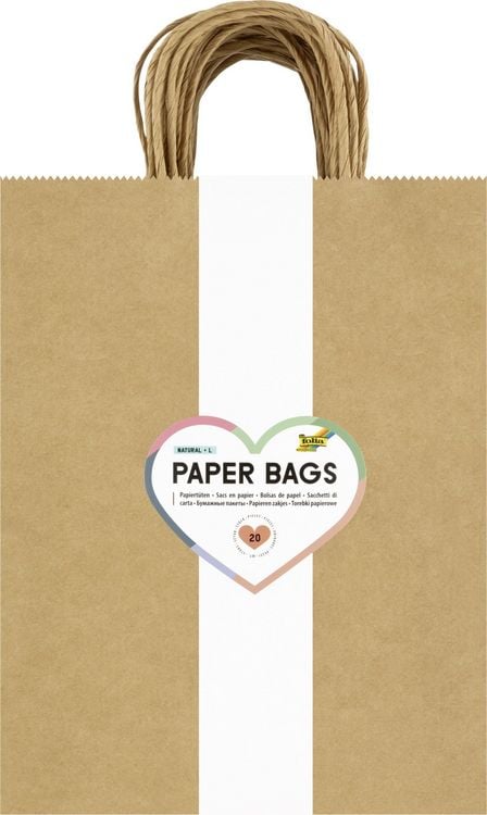 Produktbild: Folia Papiert&uuml;ten, Geschenkt&uuml;ten 125g/m&sup2; Kraftpapier, 20 St&uuml;ck natur