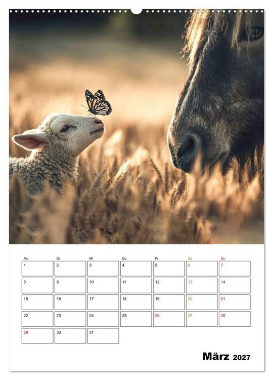 Produktbild: Ein Herz und eine Schnauze - Ein tierisch buntes Miteinander (hochwertiger Premium Wandkalender 2027 DIN A2 hoch), Kunstdruck in Hochglanz