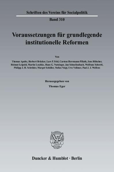 Produktbild: Voraussetzungen f&uuml;r grundlegende institutionelle Reformen.