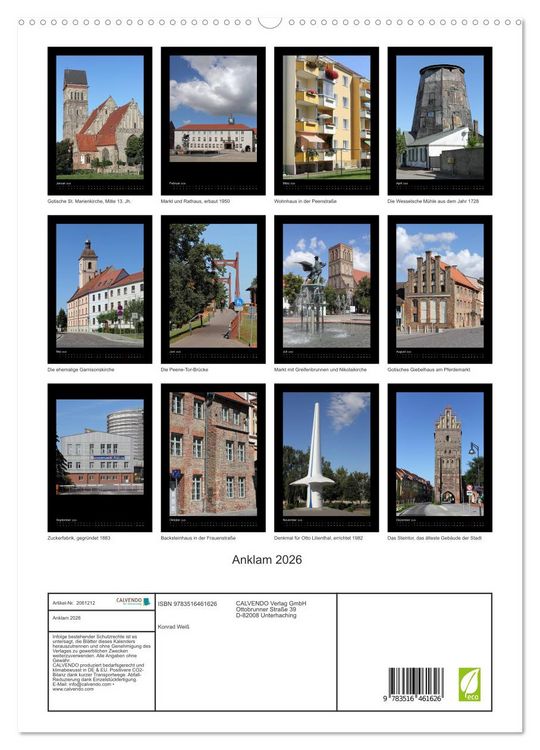 Produktbild: Anklam 2026 (hochwertiger Premium Wandkalender 2026 DIN A2 hoch), Kunstdruck in Hochglanz