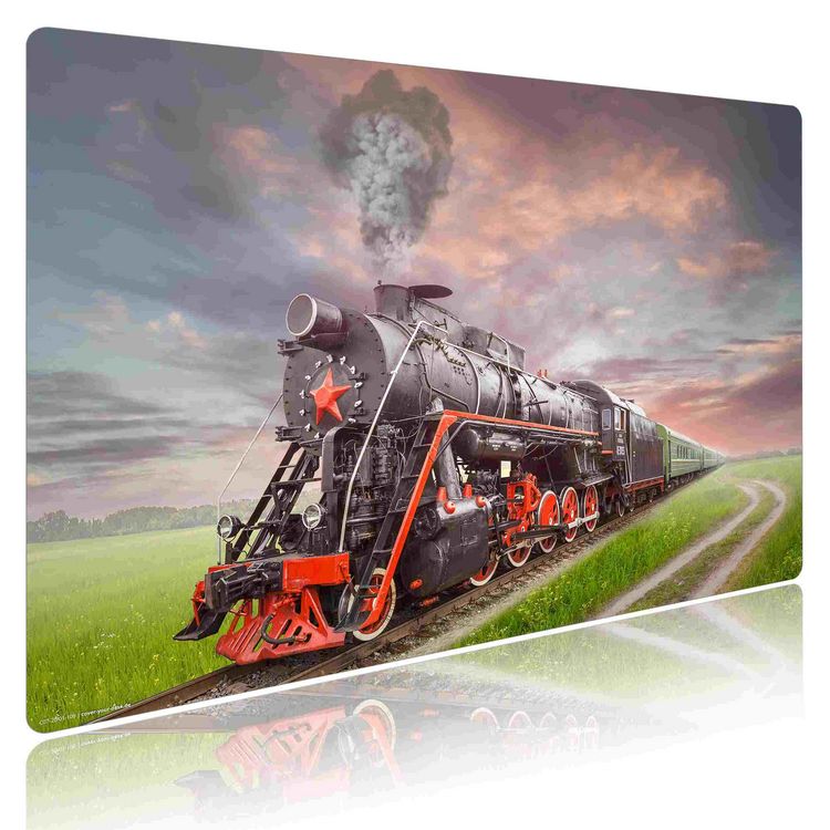 Produktbild: Cover-your-desk Schreibtischunterlage f&uuml;r Kinder und Erwachsene Dampflok schwarz, aus hochwertigem Vinyl , 60 x 40 cm