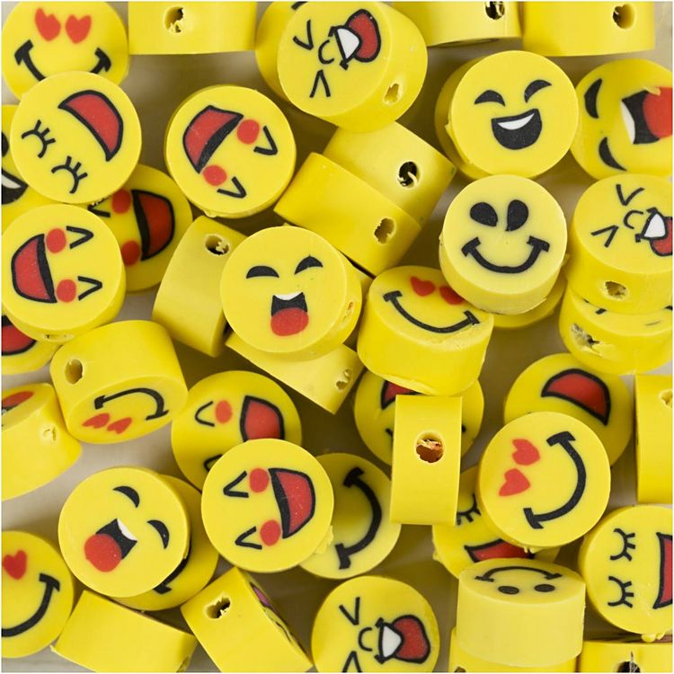 Produktbild: Creativ Company Figurperlen, Smiley, D 10 mm, Lochgr&ouml;&szlig;e 1,5 mm, 60 Stk