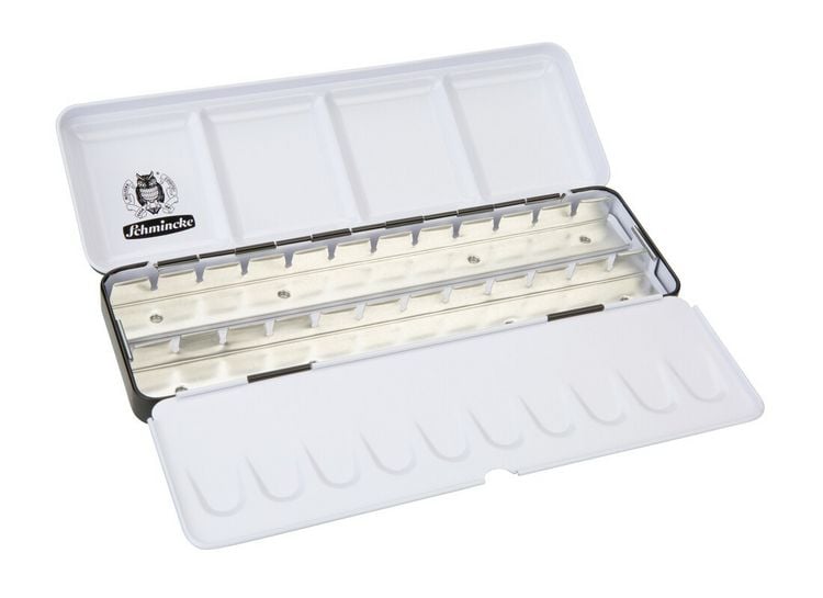 Produktbild: Schmincke Leerkasten f&uuml;r Aquarellfarben, Metall f&uuml;r 24 x 1/2 oder 12 x 1/1 N&auml;pfchen