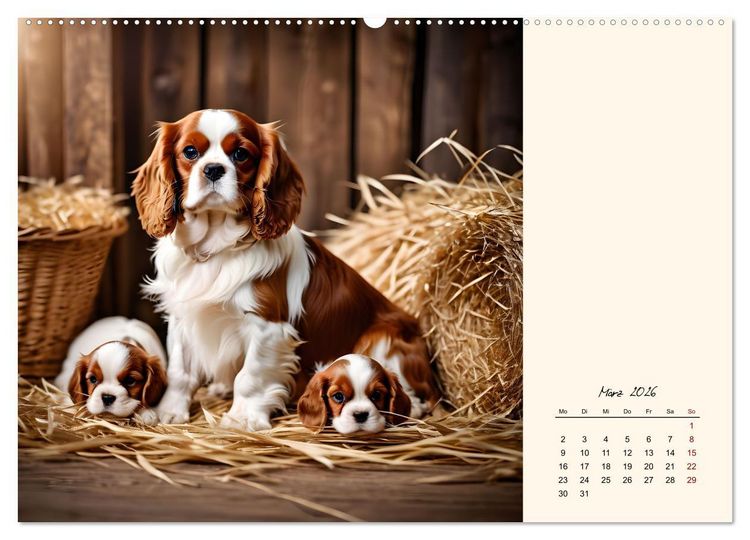 Produktbild: Goldige Kavalier King Charles Spaniels (hochwertiger Premium Wandkalender 2026 DIN A2 quer), Kunstdruck in Hochglanz