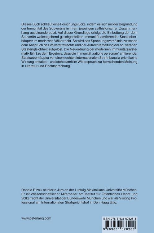 Produktbild: Die Immunit&auml;t &laquo;ratione personae&raquo; des Souver&auml;ns