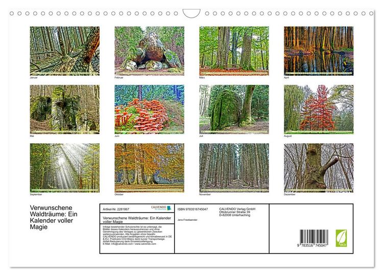 Produktbild: Verwunschene Waldtr&auml;ume: Ein Kalender voller Magie (Wandkalender 2026 DIN A3 quer), CALVENDO Monatskalender