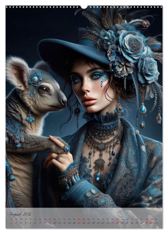 Produktbild: Eleganz der Exotik - Femme Fatale im Boh&egrave;me-Chic mit tierischen Begleitern (Wandkalender 2026 DIN A2 hoch), CALVENDO Monatskalender