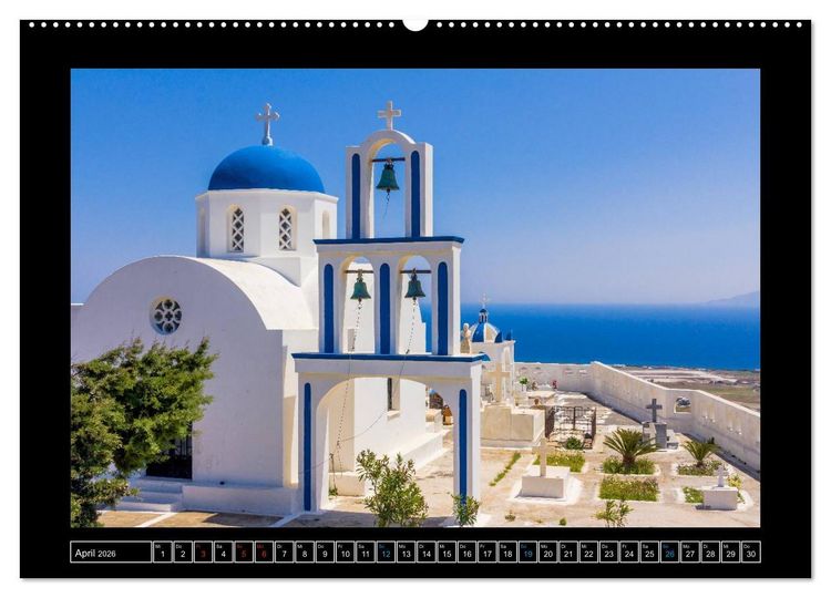 Produktbild: Kalimera Thira - Santorini, die sch&ouml;nste der Kykladen stellt sich vor (Wandkalender 2026 DIN A2 quer), CALVENDO Monatskalender