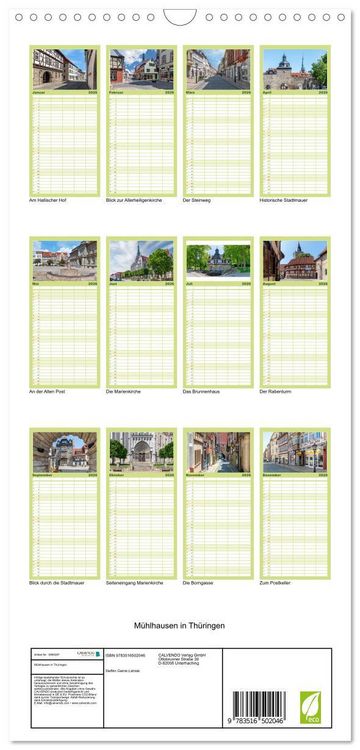 Produktbild: Familienplaner 2026 - M&uuml;hlhausen in Th&uuml;ringen mit 5 Spalten (Wandkalender, 21 x 45 cm) CALVENDO