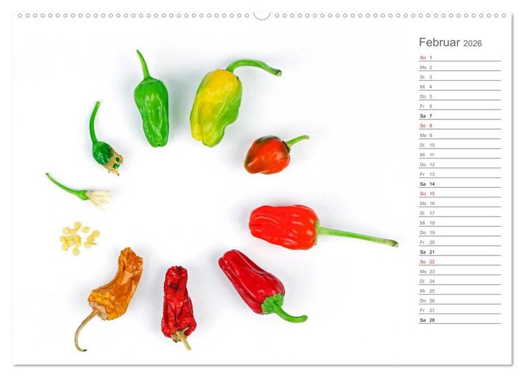 Produktbild: Echt scharf - Der Chili-K&uuml;chen-Planer (hochwertiger Premium Wandkalender 2026 DIN A2 quer), Kunstdruck in Hochglanz