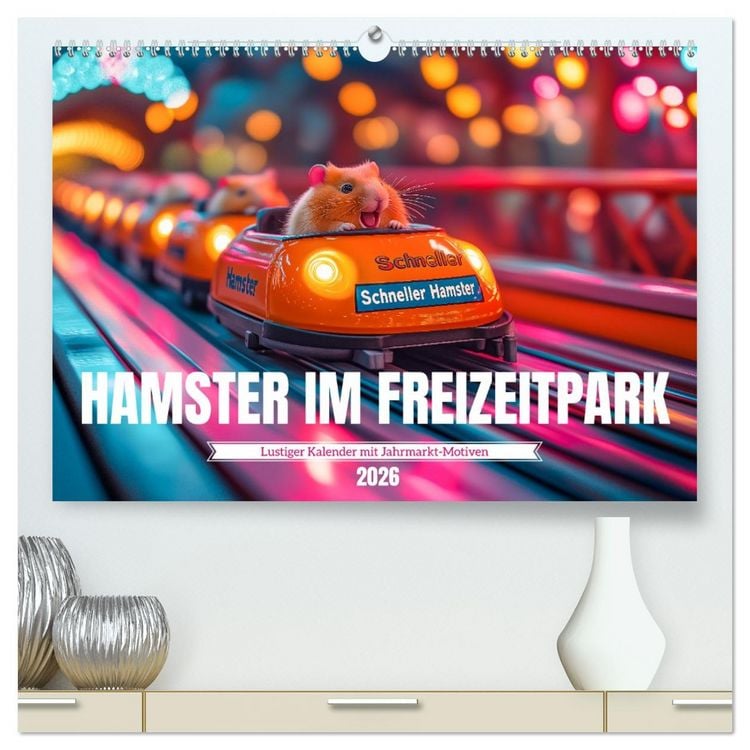 Produktbild: Hamster im Freizeitpark - Lustiger Kalender mit Jahrmarkt-Motiven (hochwertiger Premium Wandkalender 2026 DIN A2 quer), Kunstdruck in Hochglanz