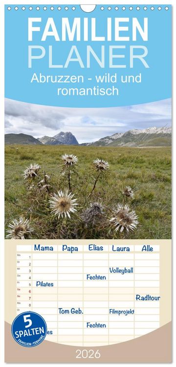 Produktbild: Familienplaner 2026 - Abruzzen - wild und romantisch mit 5 Spalten (Wandkalender, 21 x 45 cm) CALVENDO