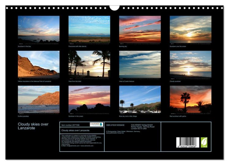 Produktbild: Cloudy skies over Lanzarote (Wall Calendar 2026 DIN A3 landscape), CALVENDO 12 Month Wall Calendar