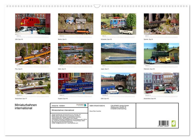 Produktbild: Miniaturbahnen international (Wandkalender 2026 DIN A2 quer), CALVENDO Monatskalender