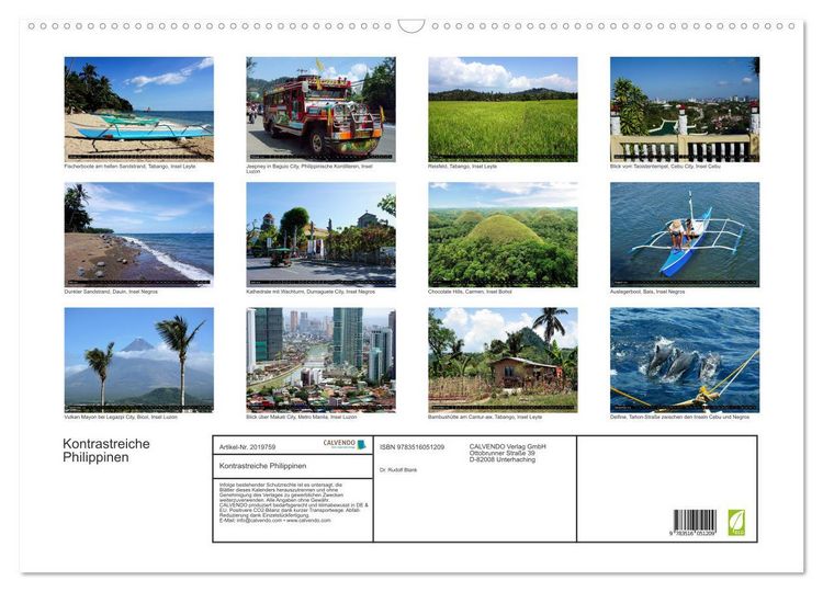 Produktbild: Kontrastreiche Philippinen (Wandkalender 2026 DIN A2 quer), CALVENDO Monatskalender