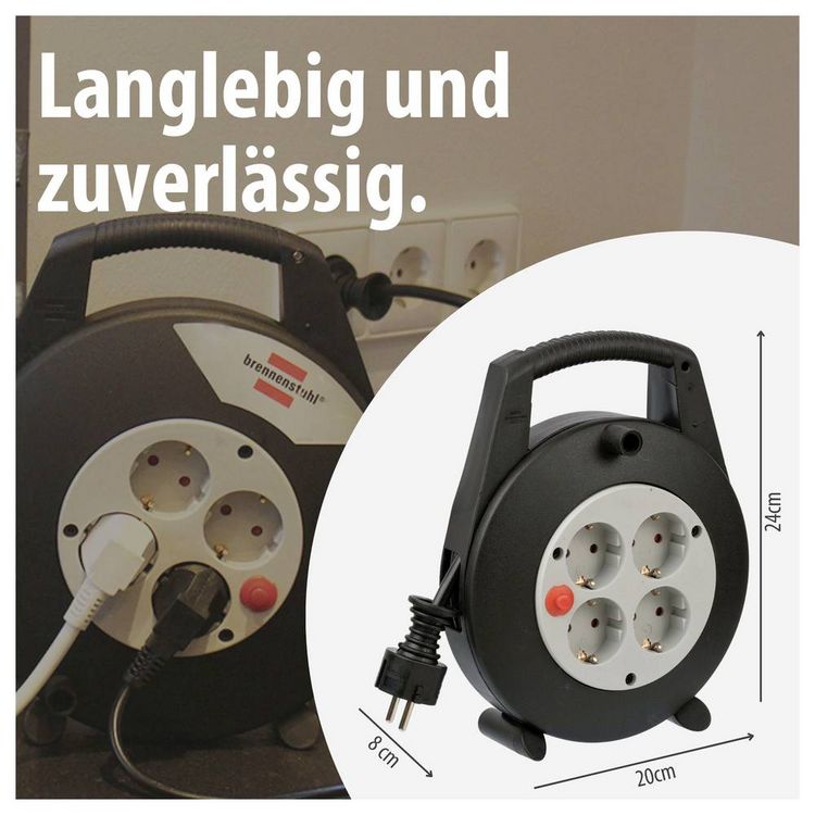 Produktbild: Brennenstuhl 1092200 Kabeltrommel 5.00m Schwarz Schutzkontakt-Stecker