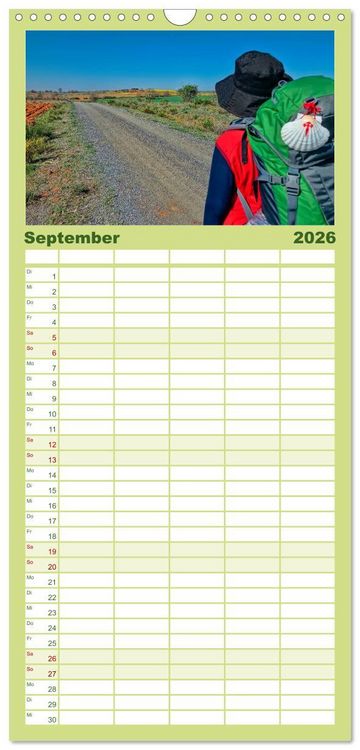 Produktbild: Familienplaner 2026 - Jakobsweg - pilgern auf dem Camino de Santiago mit 5 Spalten (Wandkalender, 21 x 45 cm) CALVENDO