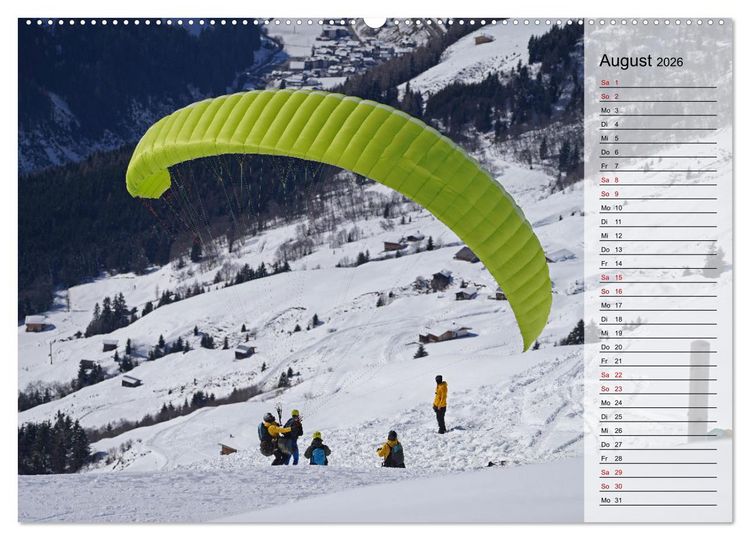 Produktbild: Gleitschirmfliegen in den Tuxer Alpen (hochwertiger Premium Wandkalender 2026 DIN A2 quer), Kunstdruck in Hochglanz