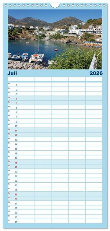 Produktbild: Familienplaner 2026 - Kretas bezaubernder Norden mit 5 Spalten (Wandkalender, 21 x 45 cm) CALVENDO
