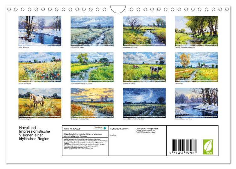 Produktbild: Havelland - Impressionistische Visionen einer idyllischen Region (Wandkalender 2026 DIN A4 quer), CALVENDO Monatskalender