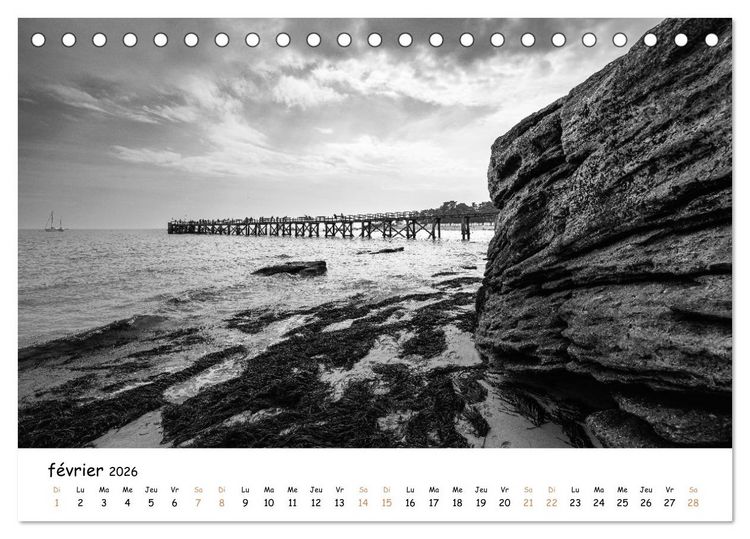 Produktbild: Terres de contraste &ndash; Une ann&eacute;e en monochrome (Calendrier de bureau 2026 DIN A5 vertical), CALVENDO calendrier mensuel