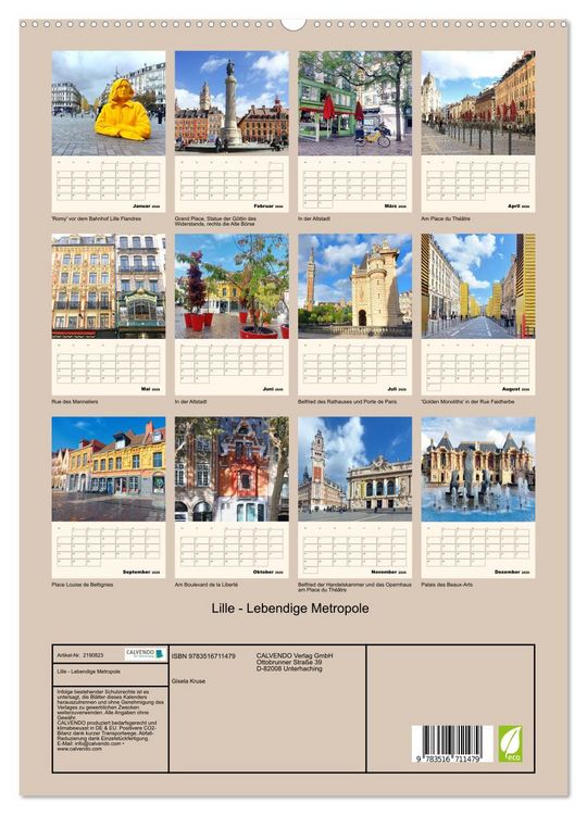 Produktbild: Lille - Lebendige Metropole (hochwertiger Premium Wandkalender 2026 DIN A2 hoch), Kunstdruck in Hochglanz