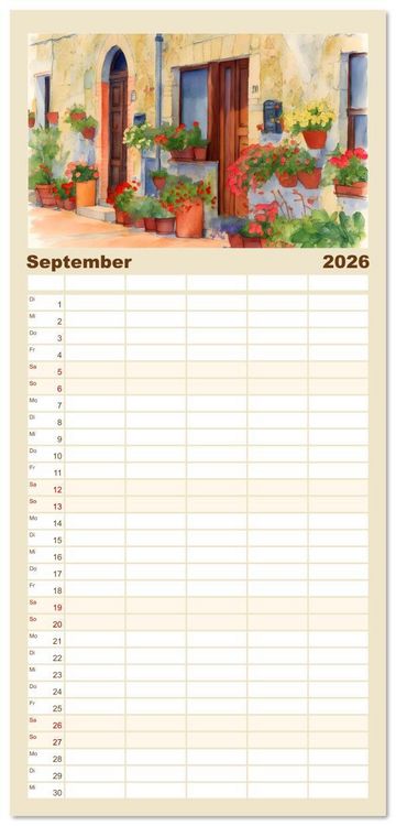 Produktbild: Familienplaner 2026 - Idylle im Latium mit 5 Spalten (Wandkalender, 21 x 45 cm) CALVENDO