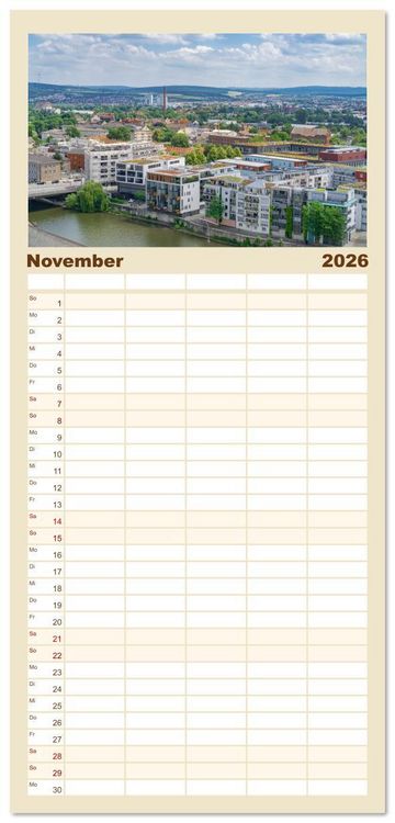 Produktbild: Familienplaner 2026 - Kassel - wundersch&ouml;ne Stadt in Nordhessen mit 5 Spalten (Wandkalender, 21 x 45 cm) CALVENDO