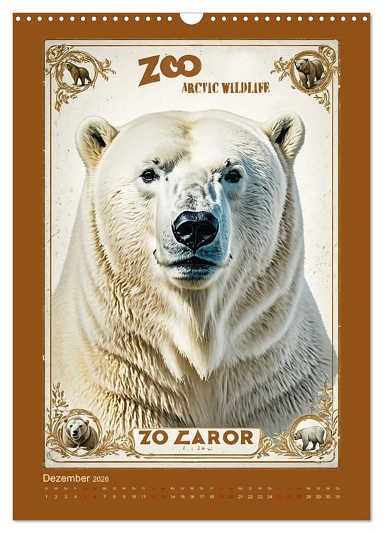 Produktbild: Zoo Vintage-Poster (Wandkalender 2026 DIN A3 hoch), CALVENDO Monatskalender