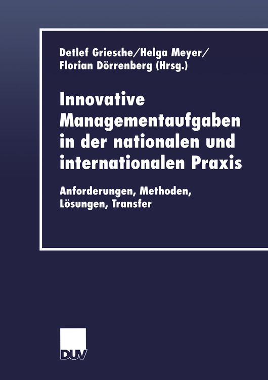 Produktbild: Innovative Managementaufgaben in der nationalen und internationalen Praxis